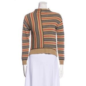 Burberry Striped Wool Cashmere Sweater XS/S Beige Black Red Unisex